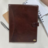 Genuine Leather Tab Closure A4 Pad Folio Case - Cognac