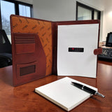 Genuine Leather Tab Closure A4 Pad Folio Case - Tan