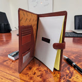Genuine Leather Tab Closure A4 Pad Folio Case - Tan