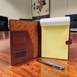 Genuine Leather Tab Closure A4 Pad Folio Case - Tan