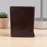 Genuine Leather Zip Around A4 Portfolio - Cognac