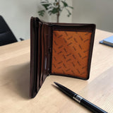 Genuine Leather Zip Around A4 Portfolio - Cognac