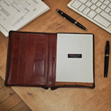 Genuine Leather Zip Around A4 Portfolio - Tan
