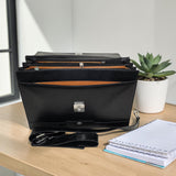 Genuine Leather Multifunctional Office Bag GM BLACK