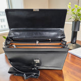 Genuine Leather Multifunctional Office Bag GM BLACK