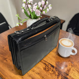 Genuine Leather Multifunctional Office Bag GM BLACK