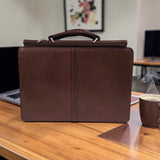 Men’s Genuine Leather Multifunctional Office Bag RJ - Cognac