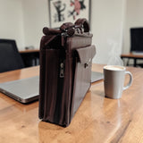 Men’s Genuine Leather Multifunctional Office Bag RJ - Cognac