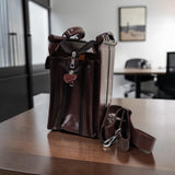 Men’s Genuine Leather Multifunctional Office Bag RJ - Cognac