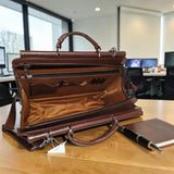 Men’s Genuine Leather Multifunctional Office Bag RJ - Cognac