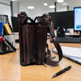 Men’s Genuine Leather Multifunctional Office Bag RJ - Cognac Tan