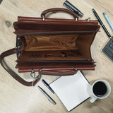 Men’s Genuine Leather Multifunctional Office Bag RJ - Cognac Tan