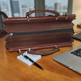 Men’s Genuine Leather Multifunctional Office Bag RJ - Cognac Tan