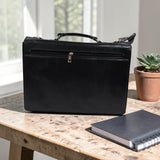 Genuine Leather Multifunctional Office Bag GM BLACK