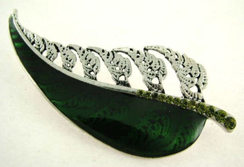 Kiwicraft Green Silver fern Leaf Brooch with Box