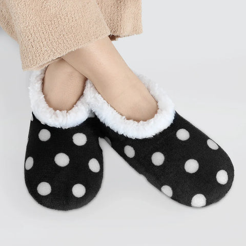 Slumbies - Women's Large Polka Dot Black Foot Covering