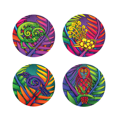 Sophie Blokker Bright Native Birds Ceramic Round Coaster Set