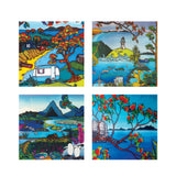Jo May Ceramic Square Coasters Colourful NZ Landscapes
