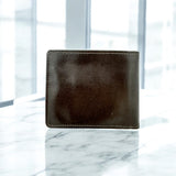 Men's Genuine Leather Bi Fold Wallet with ID Card and Coin Pocket - Brown