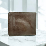 Men's Genuine Leather Classic Bi Fold Wallet with Coin Pocket - Brown
