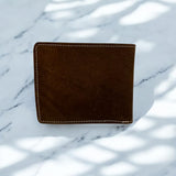Men's Genuine Leather Classic Bi Fold Wallet with Coin Pocket - Crazy Brown