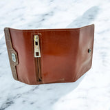 Woman’s Genuine Leather Tri Fold Wallet - Tan
