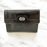Woman’s Genuine Leather Tri Fold Wallet - Black