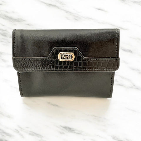 Woman’s Genuine Leather Tri Fold Wallet - Black
