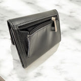 Woman’s Genuine Leather Tri Fold Wallet - Black