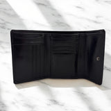 Woman’s Genuine Leather Tri Fold Wallet - Black
