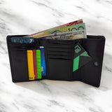 Woman’s Genuine Leather Tri Fold Wallet - Black