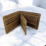 Men's Genuine Leather Classic Bi Fold Card Wallet - Crazy
