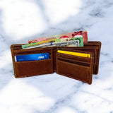 Men's Genuine Leather Classic Bi Fold Card Wallet - Crazy