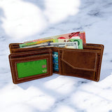 Men's Genuine Leather Classic Bi Fold Card Wallet - Crazy