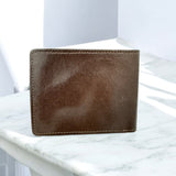 Men's Genuine Leather Classic Bi Fold Card Wallet - Brown