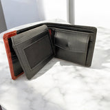 Men's Genuine Leather Two Tone Wallet with Flap Over ID Windows - Black