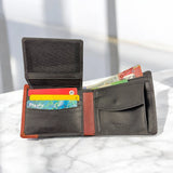 Men's Genuine Leather Two Tone Wallet with Flap Over ID Windows - Black