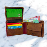 Men's Genuine Leather Two Tone Wallet with Flap Over ID Windows - Crazy