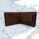 Men's Genuine Leather Two Tone Wallet with Flap Over ID Windows - Crazy
