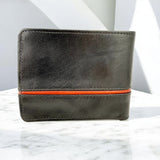 Men's Genuine Leather Two Tone Wallet with Coin Pocket - Black