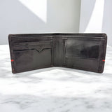 Men's Genuine Leather Two Tone Wallet with Coin Pocket - Black
