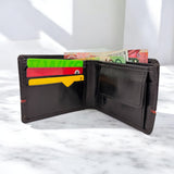 Men's Genuine Leather Two Tone Wallet with Coin Pocket - Black