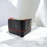 Men's Genuine Leather Two Tone Wallet with Coin Pocket - Black