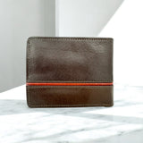 Men's Genuine Leather Two Tone Wallet with Coin Pocket - Brown