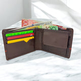 Men's Genuine Leather Two Tone Wallet with Coin Pocket - Brown