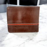 Men's Genuine Leather Two Tone Wallet with Coin Pocket - Cognac