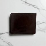 Men's Genuine Leather Bi Fold with Flip Over Card Slots - Brown
