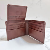 Men's Genuine Leather Bi Fold with Flip Over Card Slots - Cognac