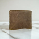 Men's Genuine Leather Bi Fold with Flip Over Card Slots - Crazy Brown