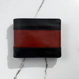 Men's Genuine Leather Two Tone Wallet with 2 ID Windows - Black